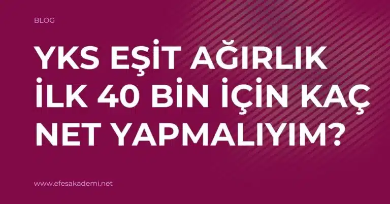 YKS Eşit Ağırlık İlk 40 Bin İçin Kaç Net Yapmalıyım? (Güncel Analiz)