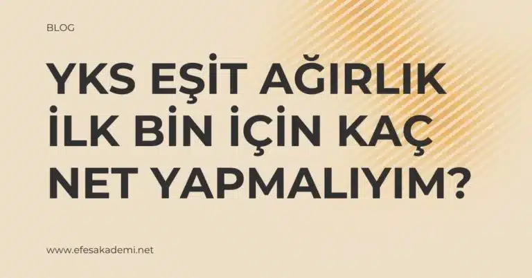 YKS Eşit Ağırlık İlk Bin İçin Kaç Net Yapmalıyım? (Güncel Analiz)